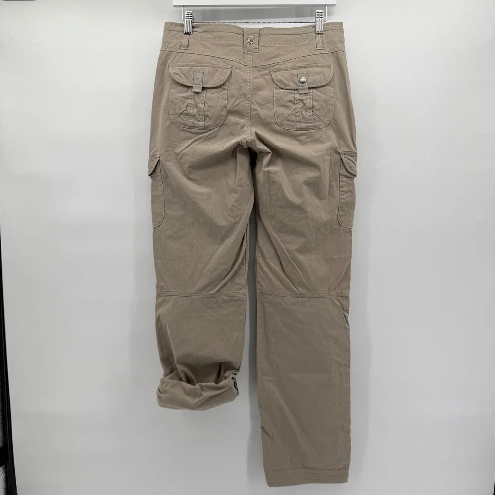 KUHL Cargo Hiking Pants Womens 8 Long Khaki Utility Tan Roll Up Stretch Outdoor